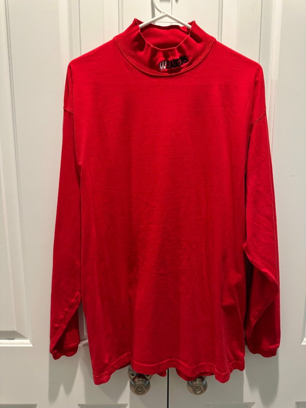 Vintage Wisconsin Badgers Mock Neck Shirt Cadre Athletic Red Long Sleeve L